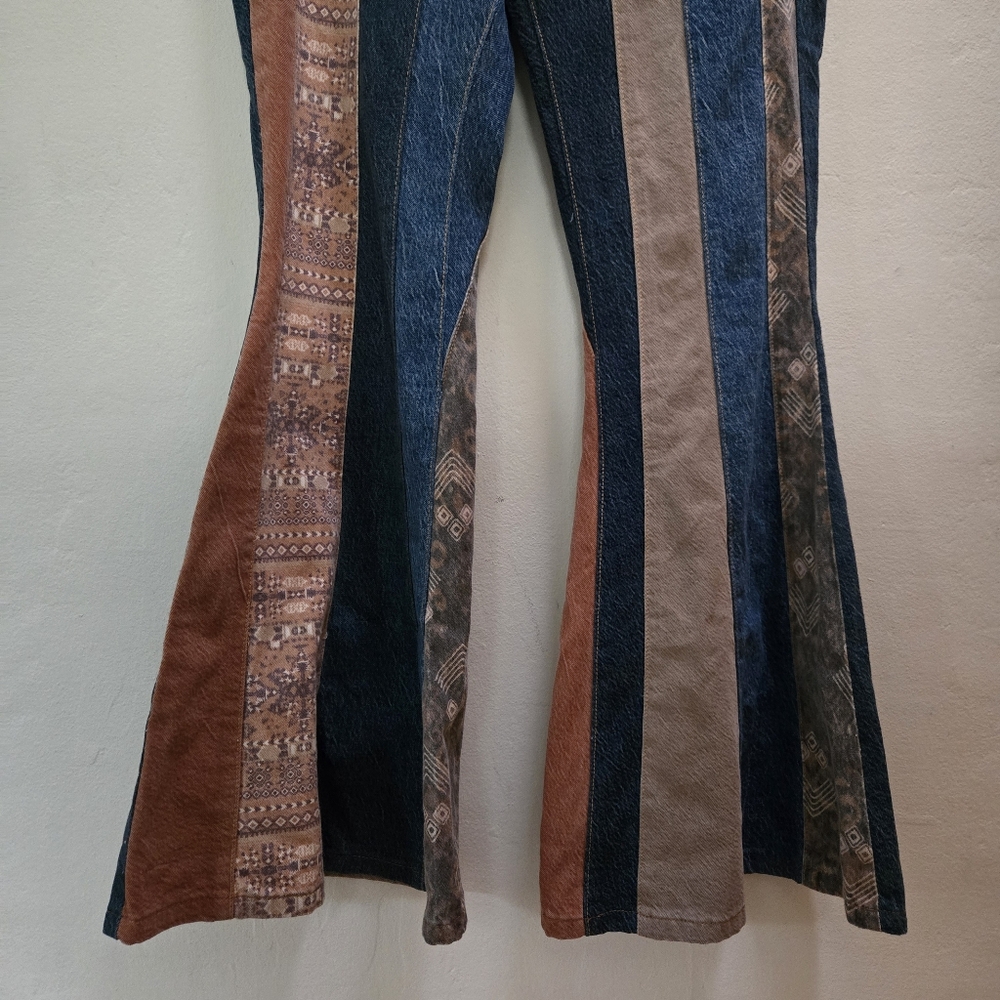 Free People We The Free Serena Low Rise Flare Patchwork Jeans - Picture 5 of 8